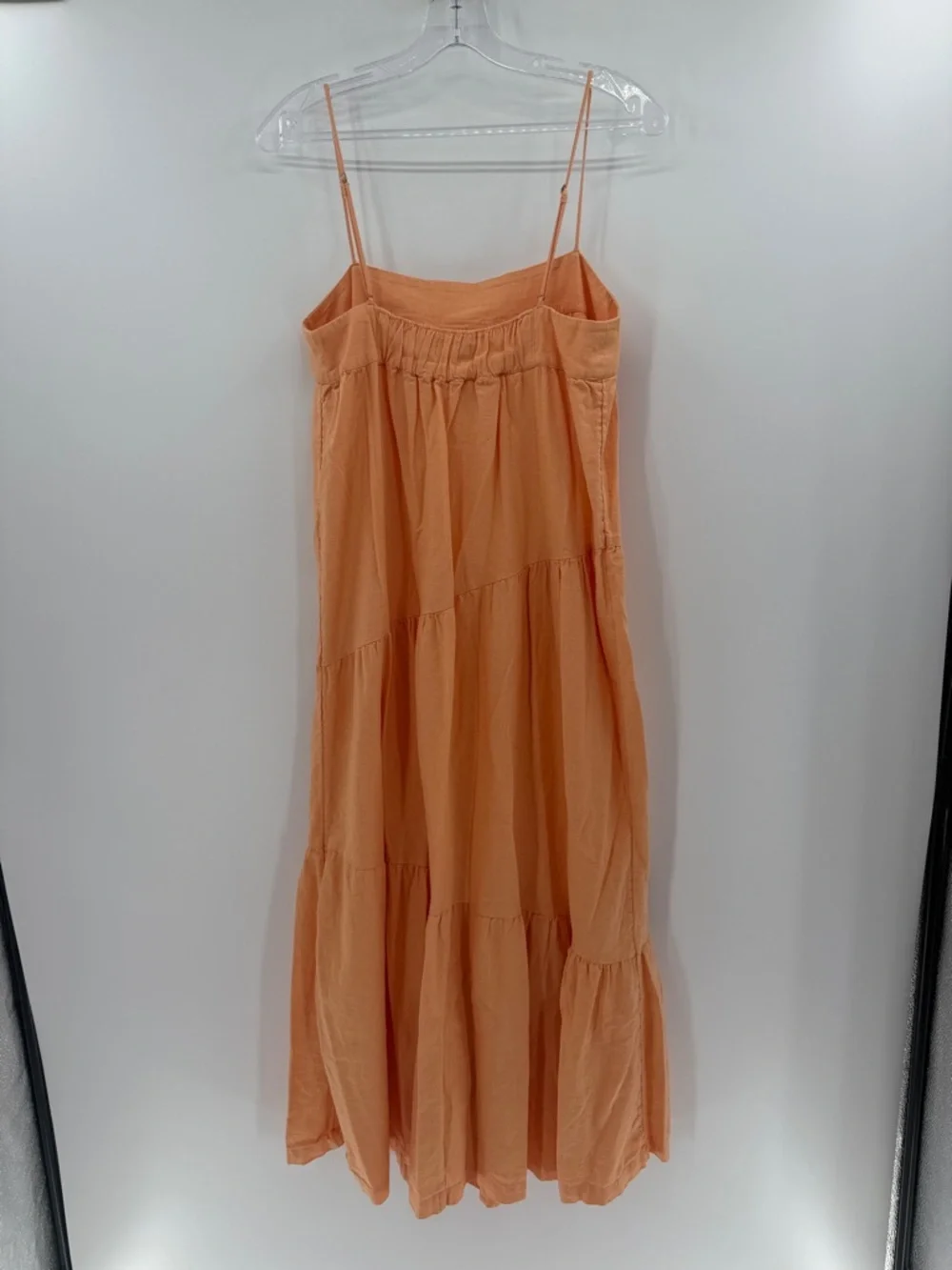 Abercrombie & Fitch Asymmetrical Tiered Linen Blend Maxi Dress - Peach - Medium